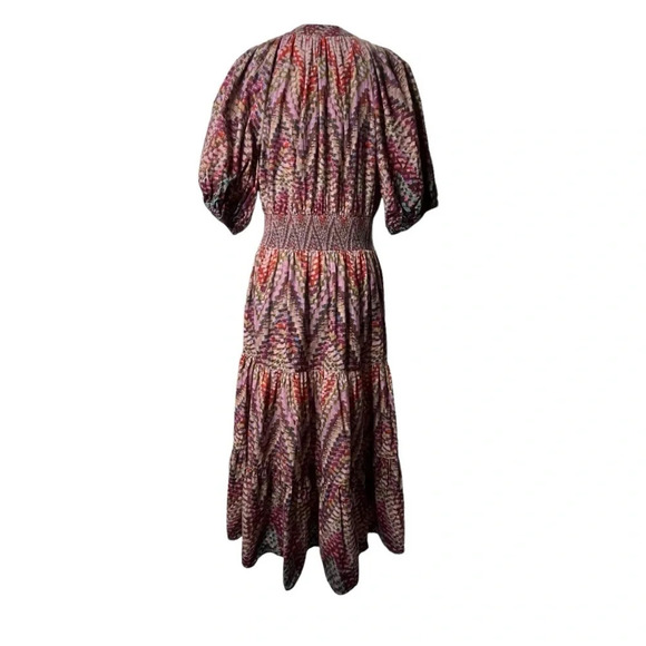 Anthropologie Burgundy and Blue Chevron Midi Dress - Picture 8 of 15